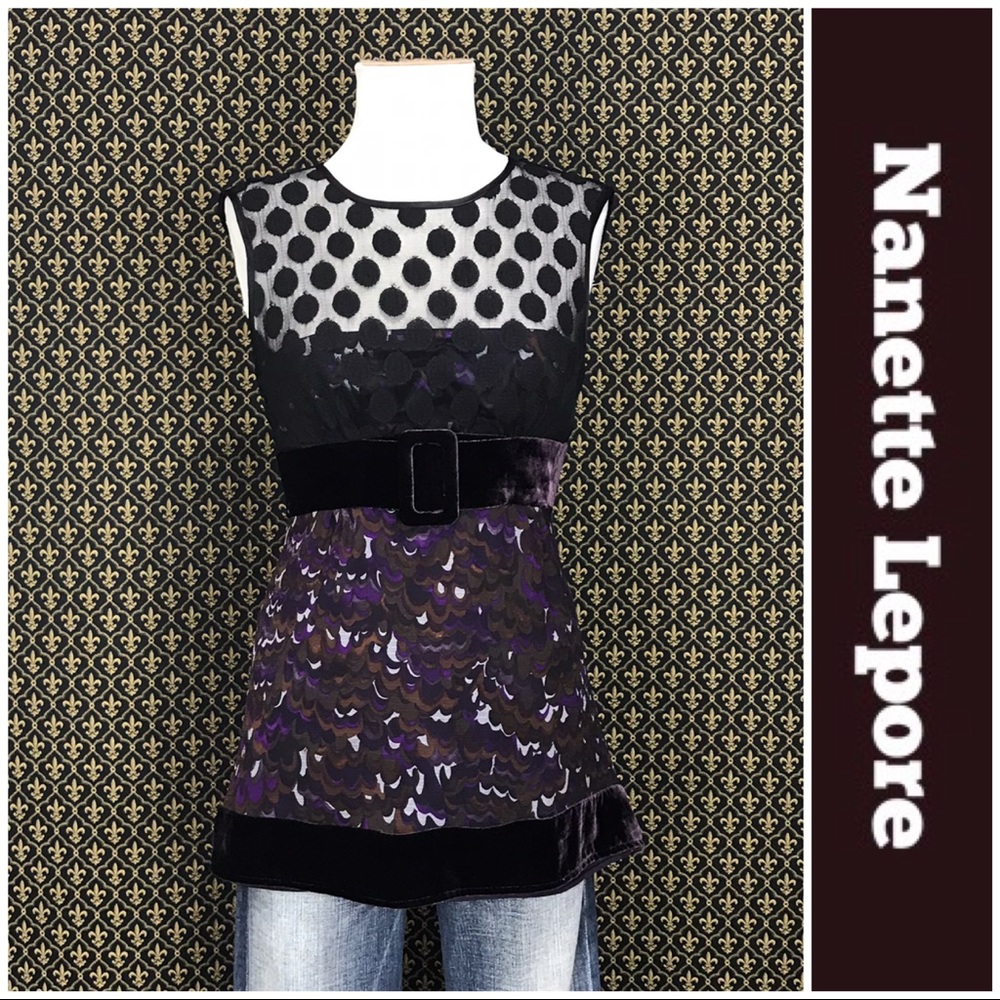 Nanette Lepore Silk & Lace Top